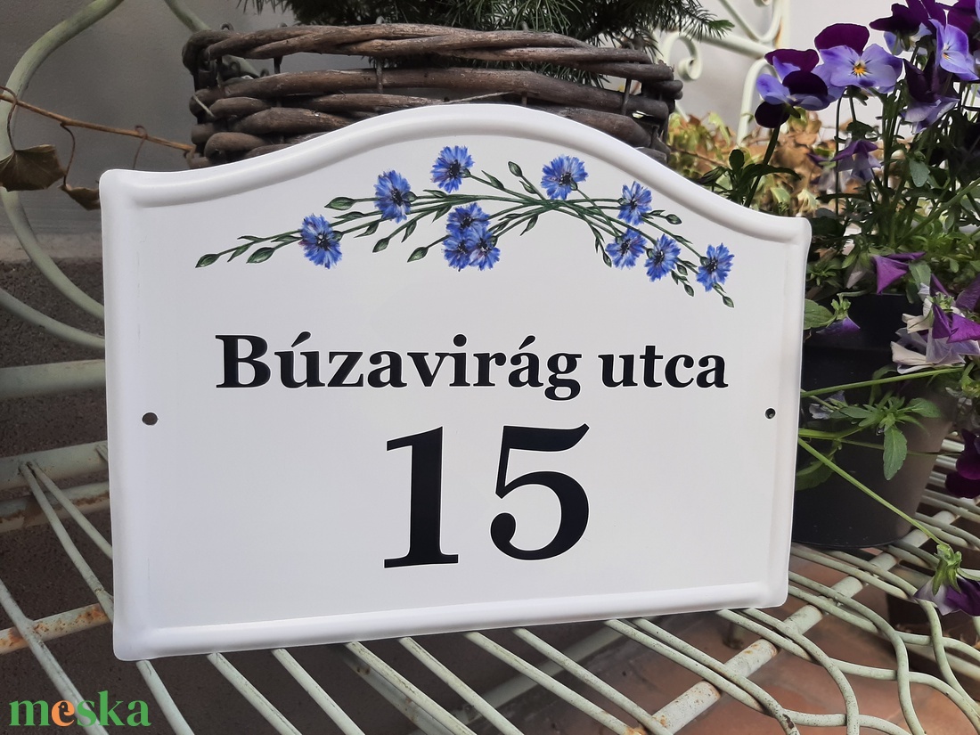 Házszám/utca tábla búzavirág mintával - otthon & életmód - ház & kert - házszám - Meska.hu Házszám/utca tábla búzavirág mintával - otthon & életmód - ház & kert - házszám - Meska.hu