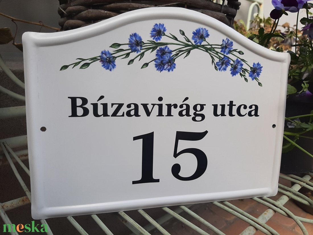 Házszám/utca tábla búzavirág mintával - otthon & életmód - ház & kert - házszám - Meska.hu Házszám/utca tábla búzavirág mintával - otthon & életmód - ház & kert - házszám - Meska.hu
