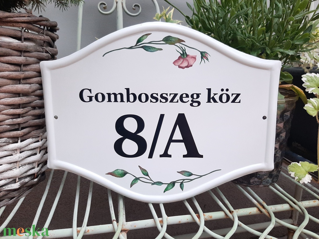Házszám/utcatábla/névtábla szellőrózsa mintával - otthon & lakás - ház & kert - házszám - Meska.hu