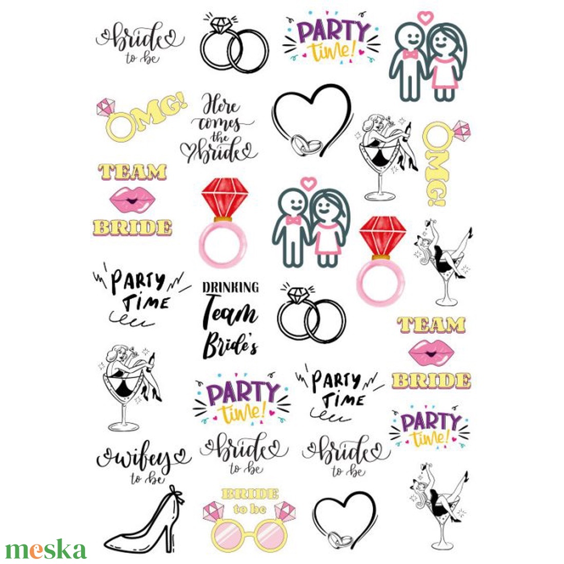Lánybúcsús ideiglenes tetoválás szett - esküvő - lánybúcsú - Meska.hu