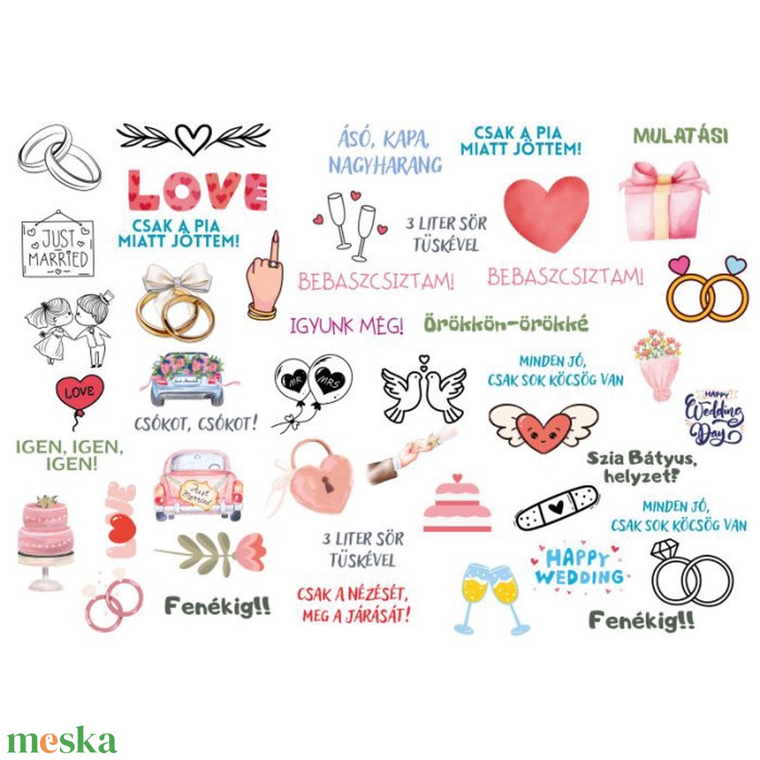 Esküvői ideiglenes tetoválás � vicces feliratokkal és romantikus mintákkal - esküvő - emlék & ajándék - köszönőajándék - Meska.hu