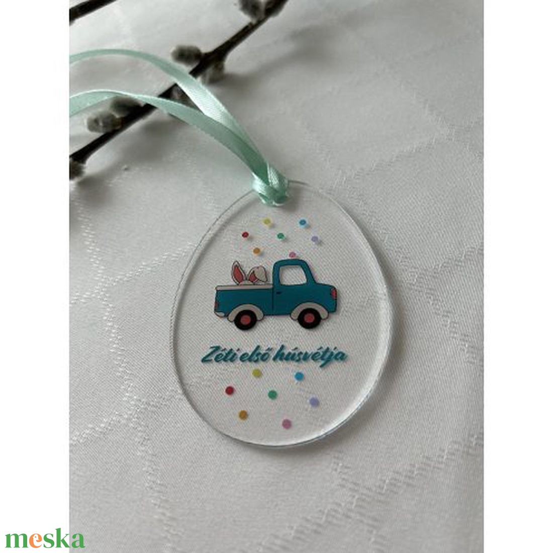 Első húsvét � egyedi névre szóló akril húsvéti tojás - otthon & életmód - dekoráció - fali és függő dekoráció - függődísz - Meska.hu