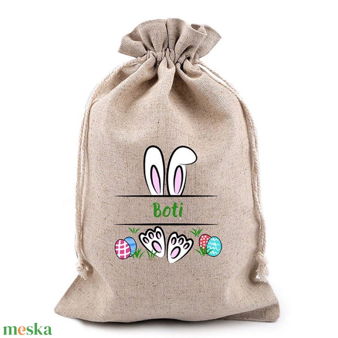 Egyedi, névre szóló húsvéti lenvászon zsák - otthon & életmód - papír, írószer - ajándékozás kellékei - ajándékzsák, csomagolás - Meska.hu