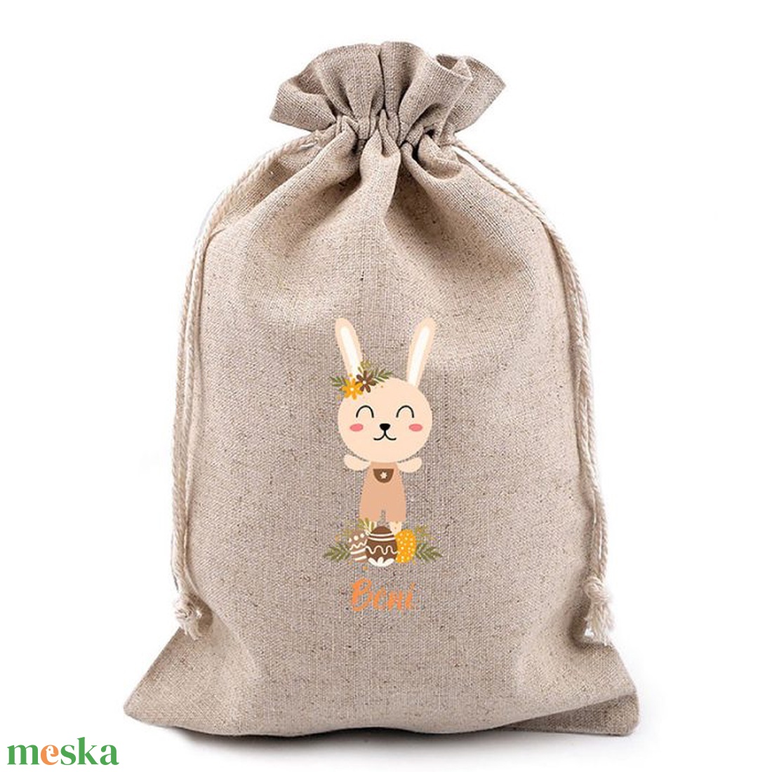 Egyedi, névre szóló húsvéti lenvászon zsák - otthon & életmód - papír, írószer - ajándékozás kellékei - ajándékzsák, csomagolás - Meska.hu