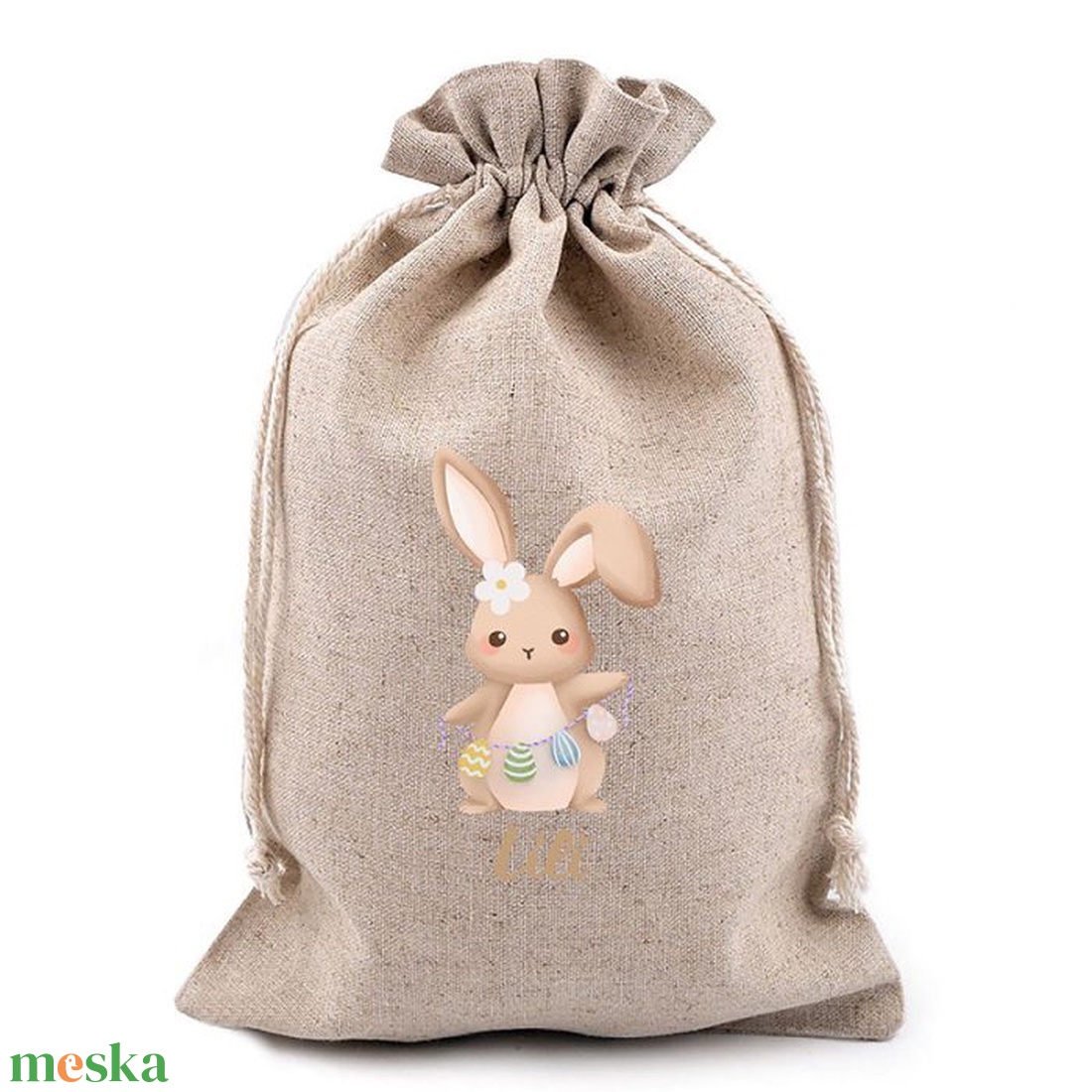Egyedi, névre szóló húsvéti lenvászon zsák - otthon & életmód - papír, írószer - ajándékozás kellékei - ajándékzsák, csomagolás - Meska.hu