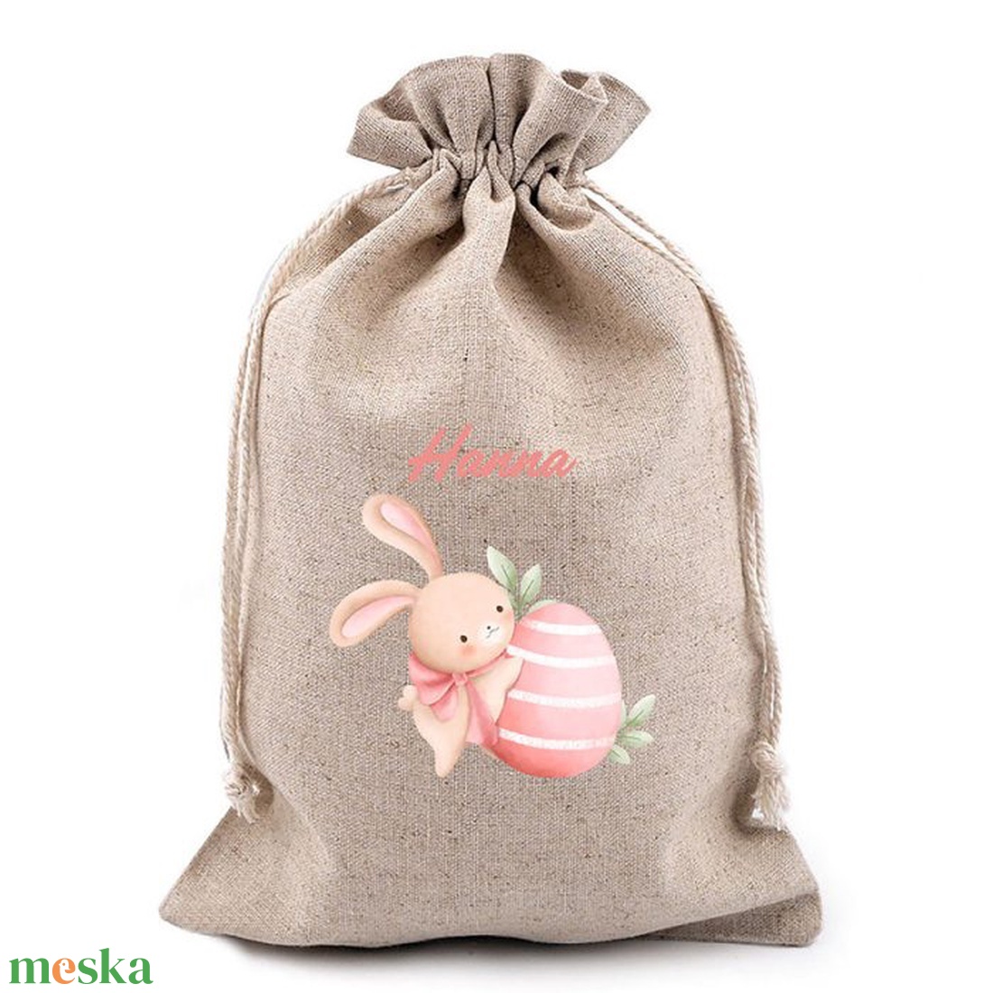 Egyedi, névre szóló húsvéti lenvászon zsák - otthon & életmód - papír, írószer - ajándékozás kellékei - ajándékzsák, csomagolás - Meska.hu