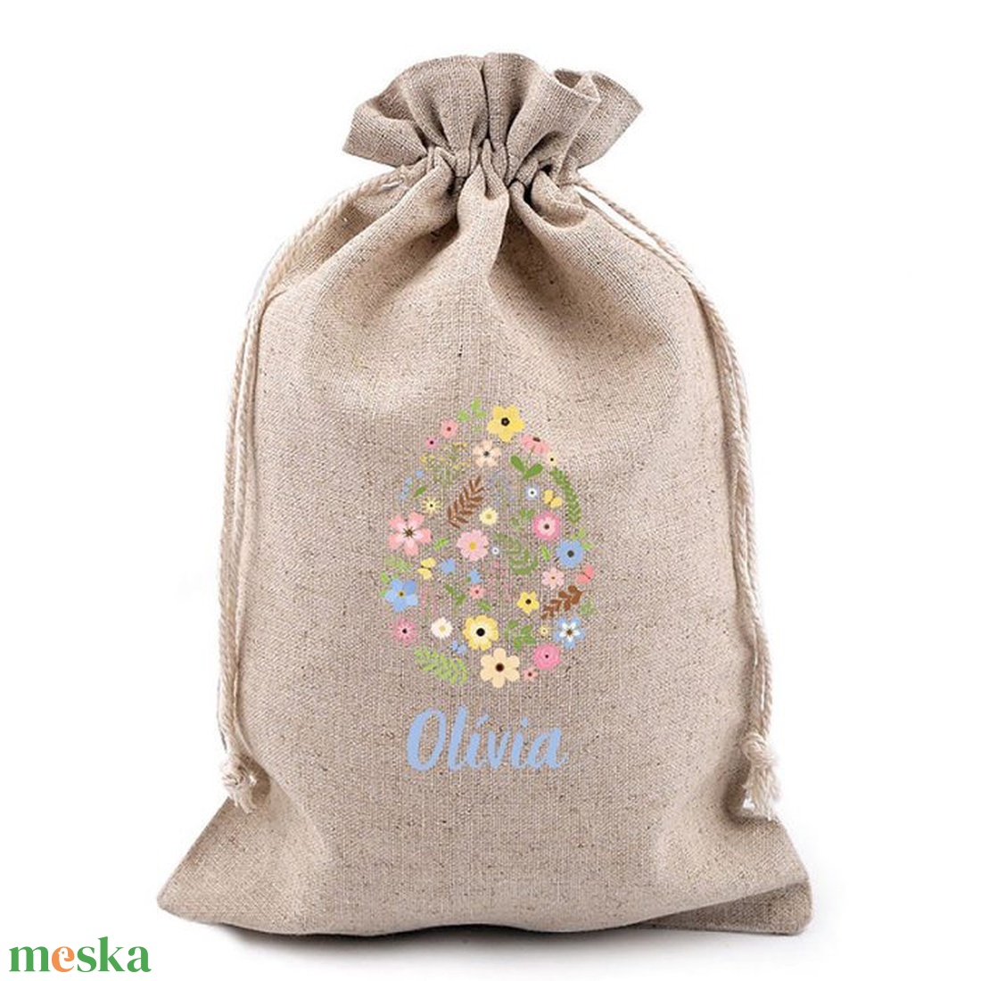 Egyedi, névre szóló húsvéti lenvászon zsák - otthon & életmód - papír, írószer - ajándékozás kellékei - ajándékzsák, csomagolás - Meska.hu
