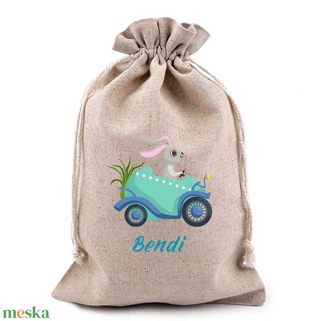 Egyedi, névre szóló húsvéti lenvászon zsák - otthon & életmód - papír, írószer - ajándékozás kellékei - ajándékzsák, csomagolás - Meska.hu