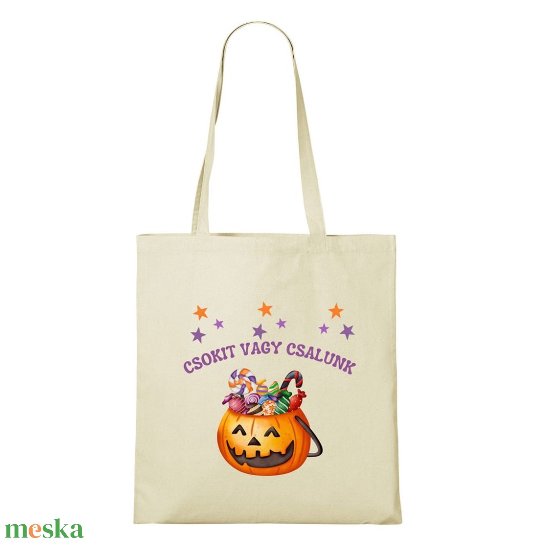 Csokit vagy csalunk! � Halloweenes, egyedi vászontáska  - táska & tok - bevásárlás & shopper táska - shopper, textiltáska, szatyor - Meska.hu