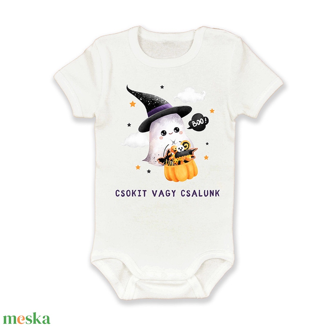 Csokit vagy csalunk? Boo! baba body / gyerek póló  - ruha & divat - gyerekruha - póló - Meska.hu