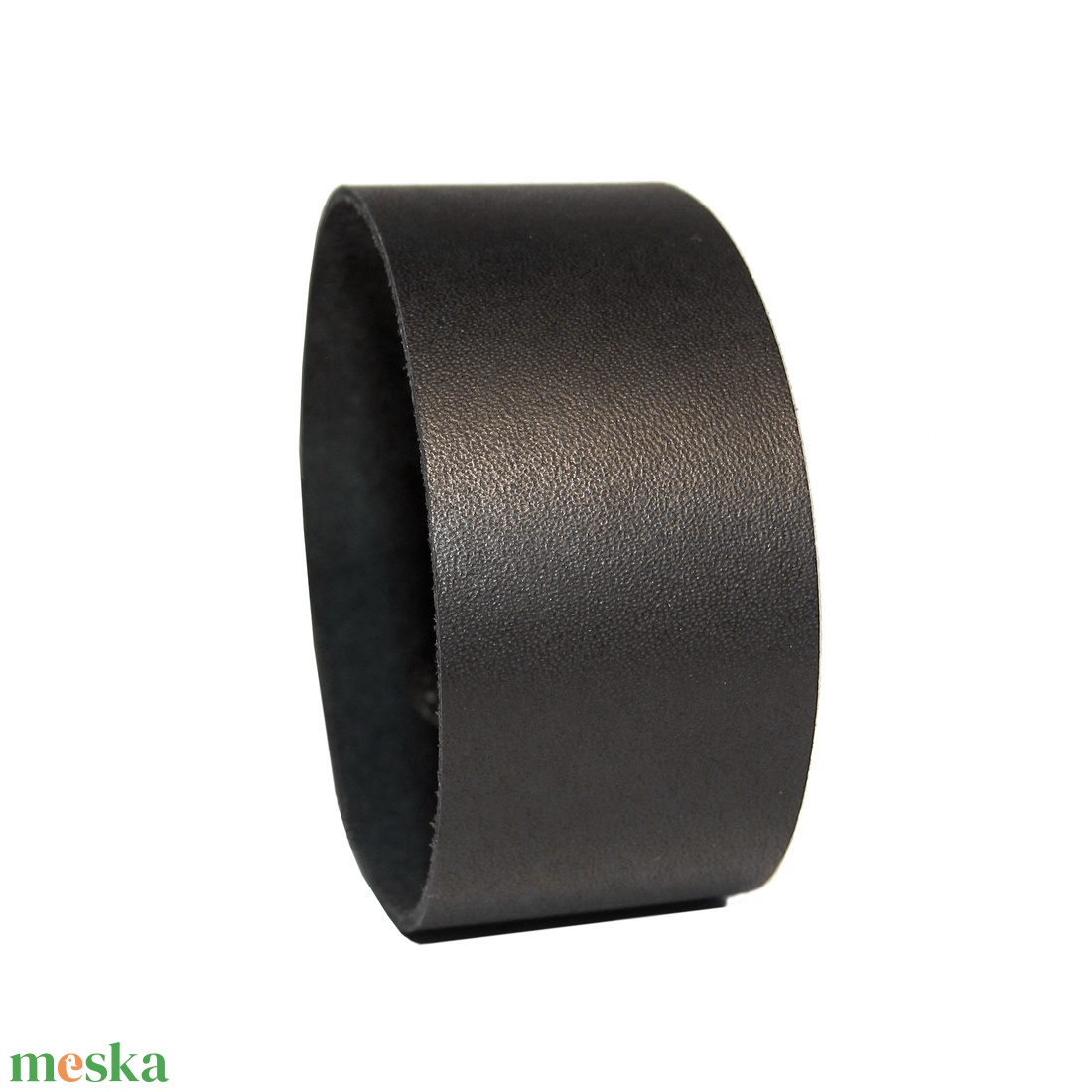 Minimal Black - Fekete bőr karkötő - 2,5 cm széles - ékszer - karkötő - széles karkötő - Meska.hu