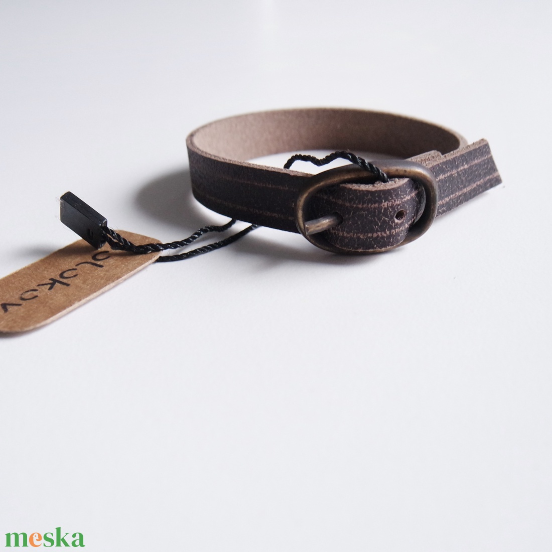 Dark Marsabit Extra keskeny állítható bőr karkötő - ékszer - karkötő - karperec - Meska.hu