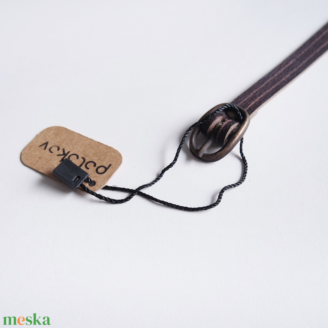 Dark Marsabit Extra keskeny állítható bőr karkötő - ékszer - karkötő - karperec - Meska.hu