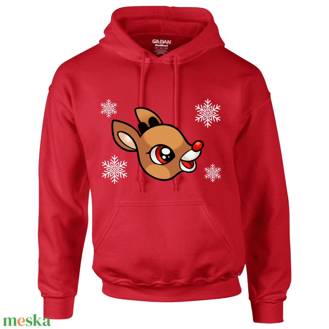 Karácsonyi kapucnis felnőt pulóver Bébi Rudolffal - karácsony - karácsonyi ruházat - karácsonyi póló & pulcsi - Meska.hu