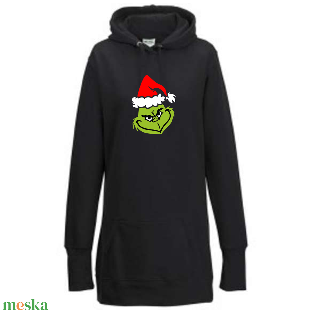 Karácsonyi mintás fekete női kapucnis hosszú pulóver 4 karácsonyi mintával kérheted - karácsony - karácsonyi ruházat - karácsonyi póló & pulcsi - Meska.hu