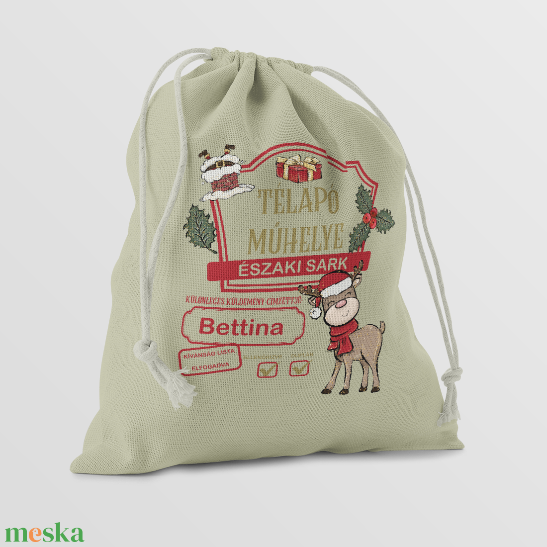 Mikulás zsák_Télapó Műhelye (Rénszarvas) - karácsony - mikulás - mikulás zsák - Meska.hu
