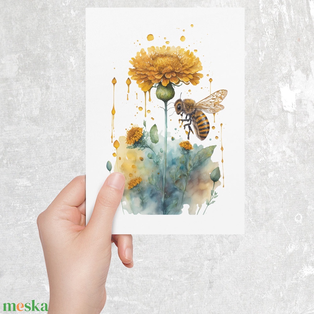 Méhecske watercolor art hátizsák ( 3.design ) - táska & tok - hátizsák - tornazsák, gymbag - Meska.hu