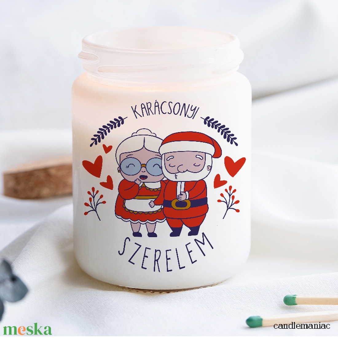 Karácsonyi szerelem illat gyertya  - karácsony - karácsonyi lakásdekoráció - karácsonyi illatgyertya, mécses - Meska.hu