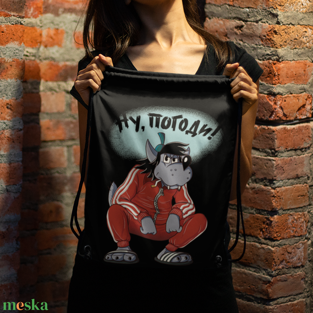 Nu, pogodi!  Street Art stílusú tornazsák - táska & tok - hátizsák - tornazsák, gymbag - Meska.hu