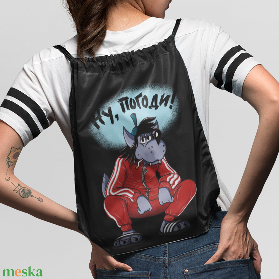 Nu, pogodi!  Street Art stílusú tornazsák - táska & tok - hátizsák - tornazsák, gymbag - Meska.hu