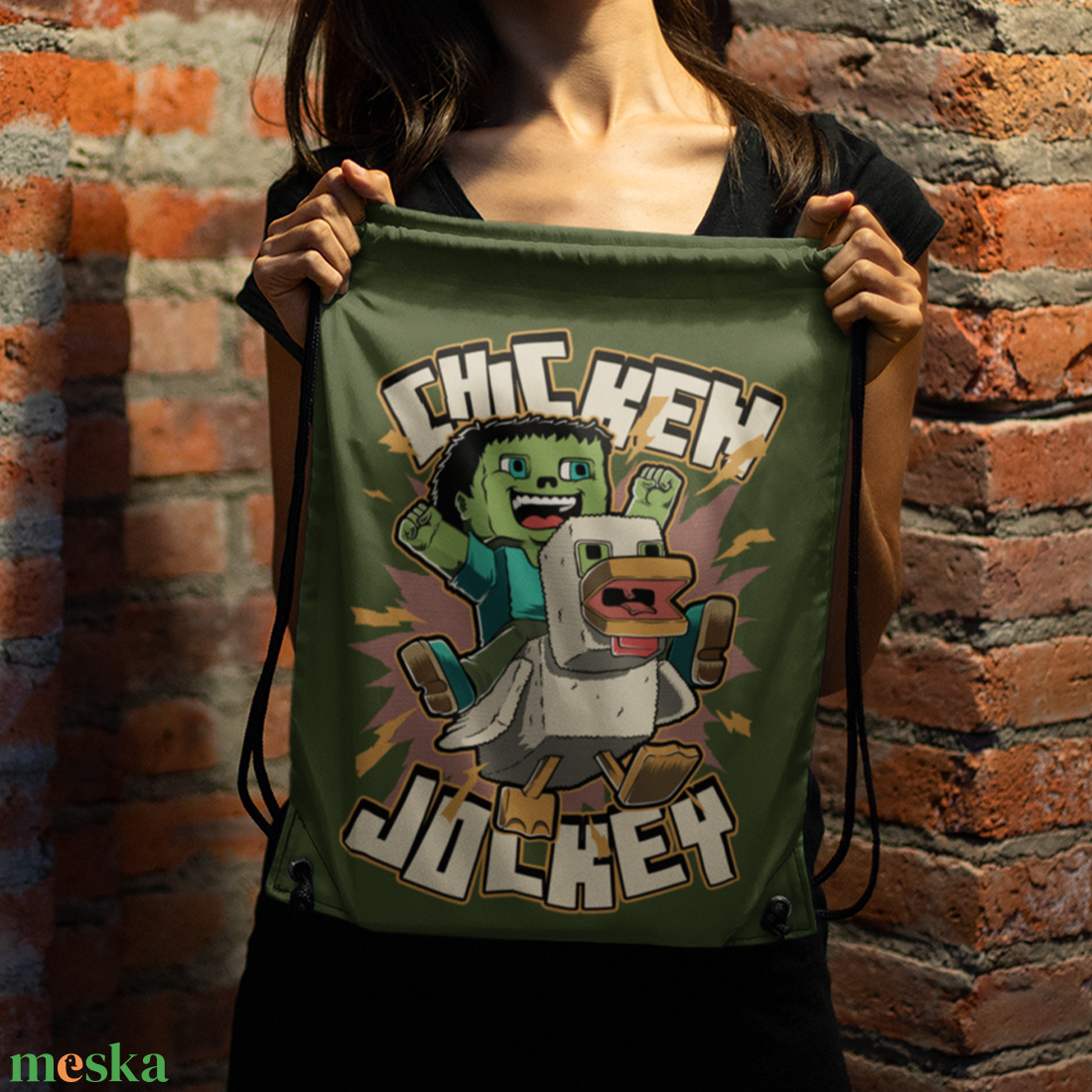 Chicken Jockey  Gamer stílusú tornazsák - táska & tok - hátizsák - tornazsák, gymbag - Meska.hu