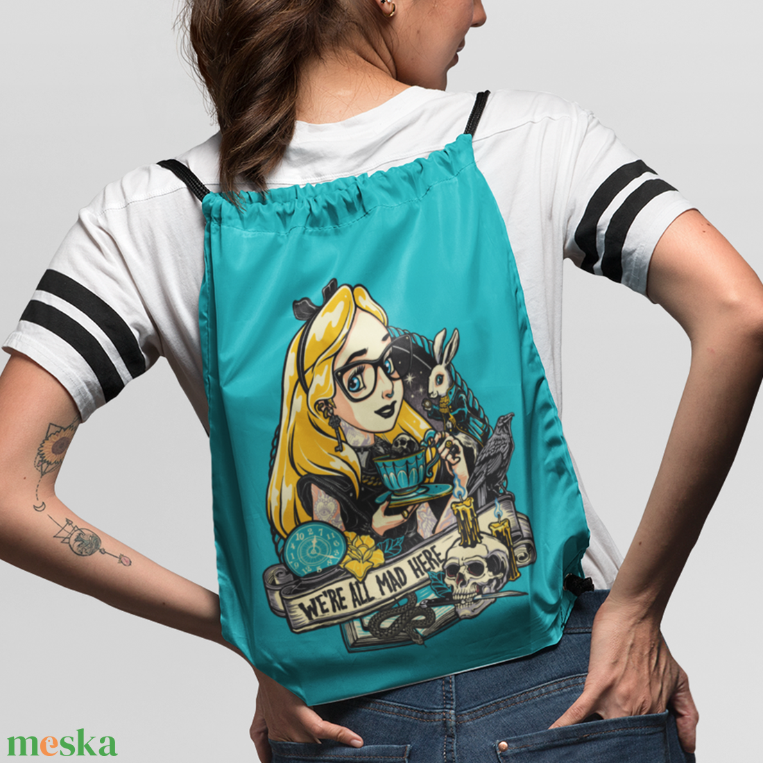 Were All Mad Here  Alternatív stílusú tornazsák - táska & tok - hátizsák - tornazsák, gymbag - Meska.hu