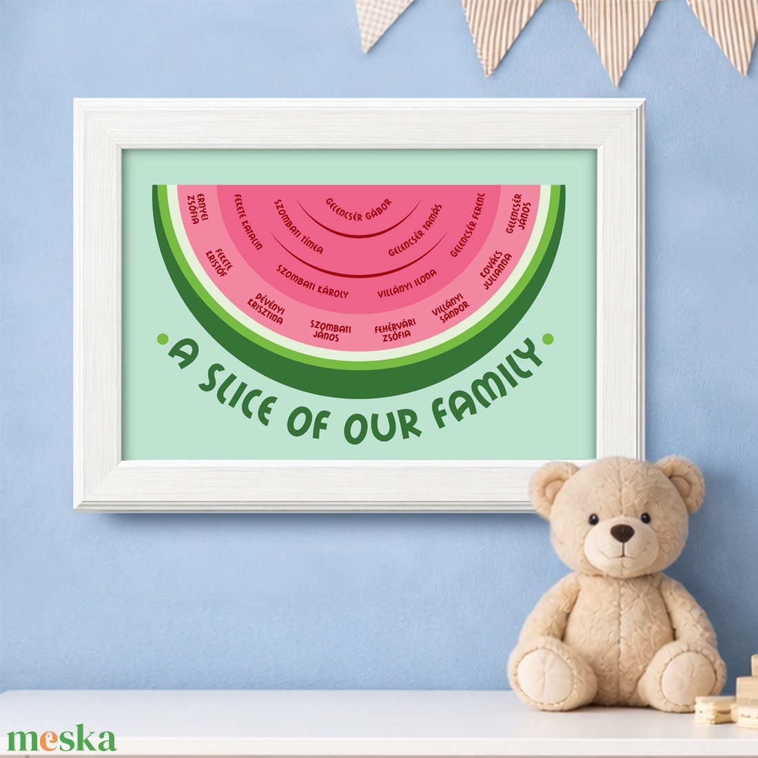 Dinnye alakú családfa � személyre szabható, 4 generációs, A3 méretben, digitális termék - művészet - grafika & illusztráció - digitális - Meska.hu