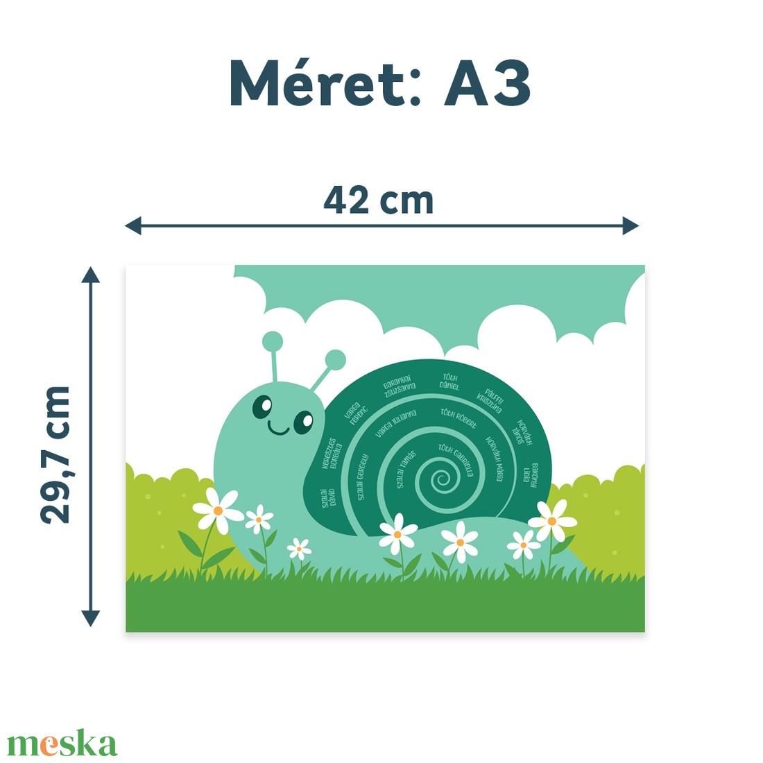 Csiga alakú családfa � személyre szabható, 3 generációs, A3-as méretben - digitális termék - művészet - grafika & illusztráció - digitális - Meska.hu