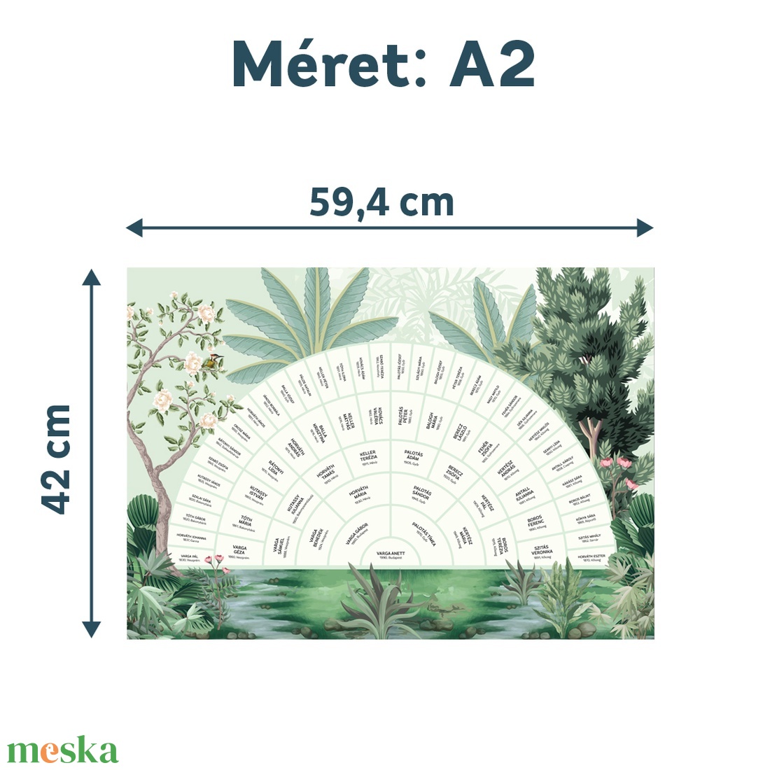 Személyre szabható, 6 generációs családfa, legyeződiagram formában, A2-es méretben - digitális termék - művészet - grafika & illusztráció - digitális - Meska.hu