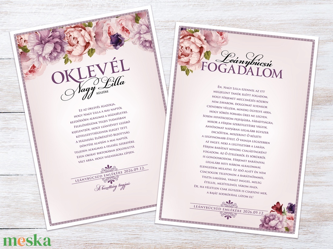 Rózsás Lánybúcsú Szett, 11 db lap, A4 méret - művészet - grafika & illusztráció - digitális - Meska.hu