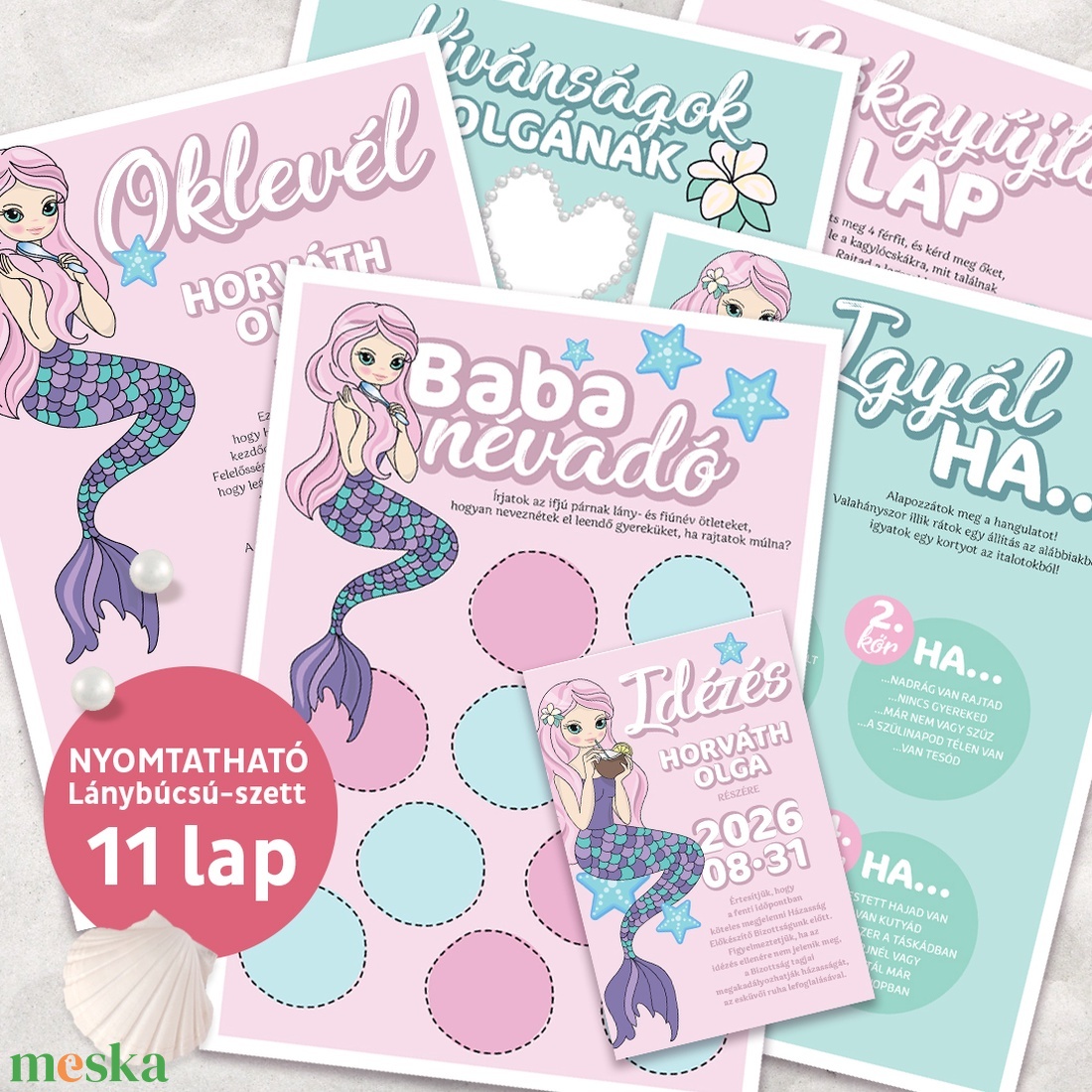 Sellős Lánybúcsú Szett, 11 db lap, A4 méret - művészet - grafika & illusztráció - digitális - Meska.hu