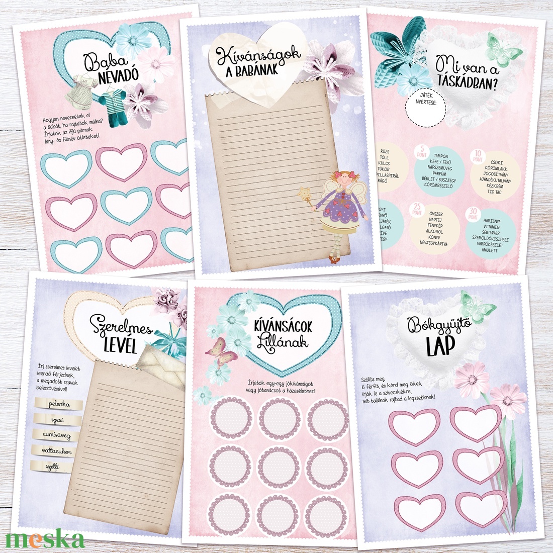 Lánybúcsú Szett Kismamáknak, 11 db lap, A4 méret - művészet - grafika & illusztráció - digitális - Meska.hu