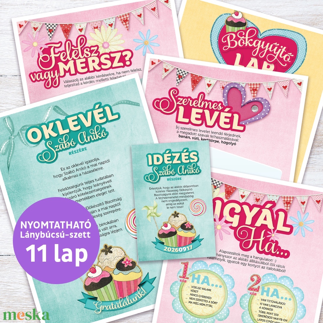 Muffinos Lánybúcsú Szett 11 db lap, A4 méret - művészet - grafika & illusztráció - digitális - Meska.hu