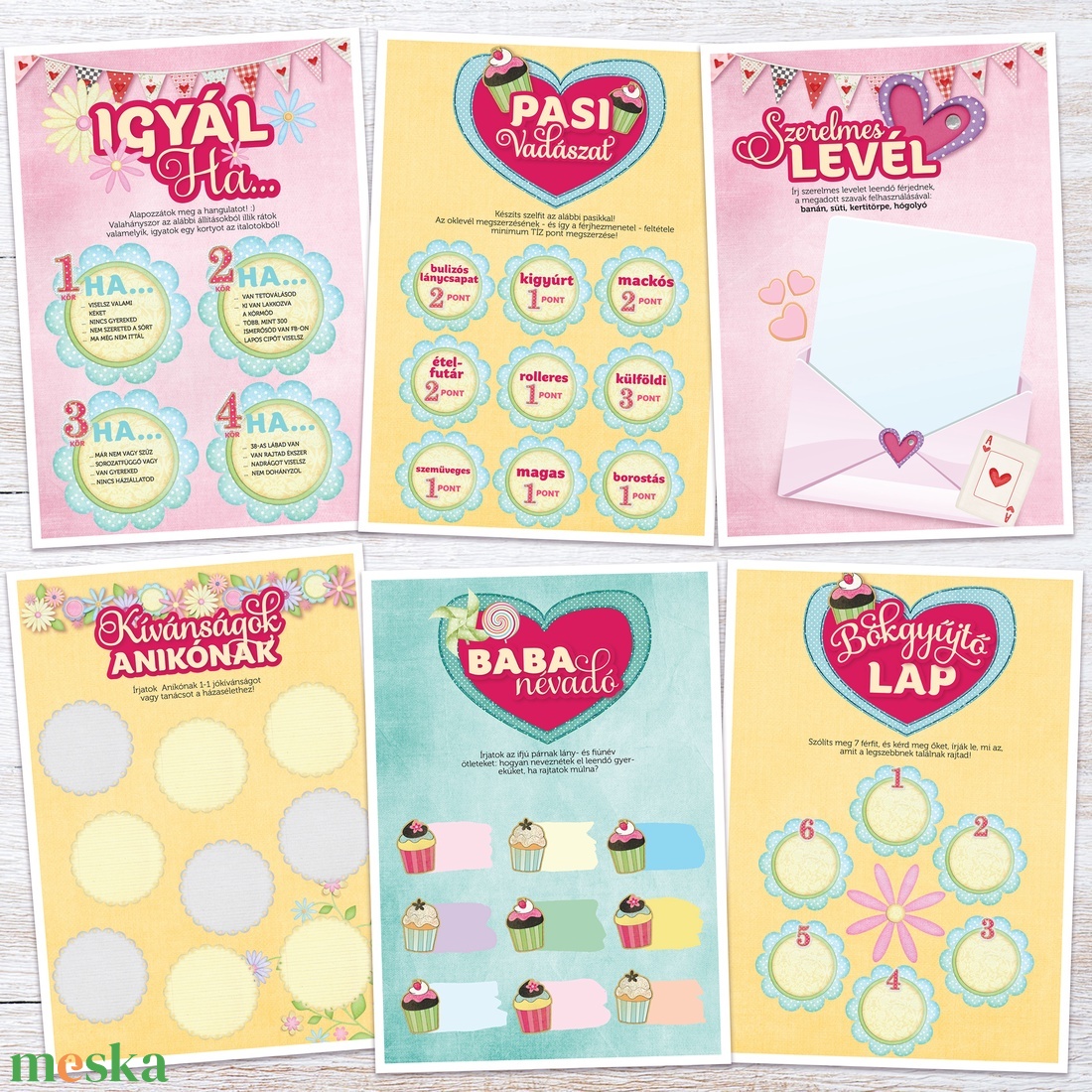 Muffinos Lánybúcsú Szett 11 db lap, A4 méret - művészet - grafika & illusztráció - digitális - Meska.hu