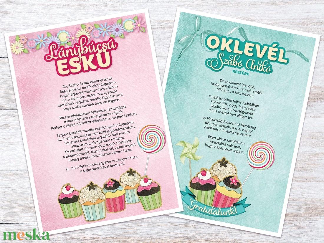 Muffinos Lánybúcsú Szett 11 db lap, A4 méret - művészet - grafika & illusztráció - digitális - Meska.hu