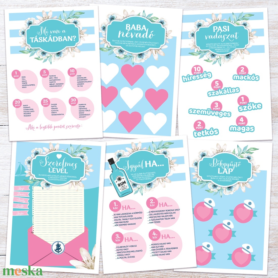 Lánybúcsú Szett, 11 db lap, A4 méret - művészet - grafika & illusztráció - digitális - Meska.hu