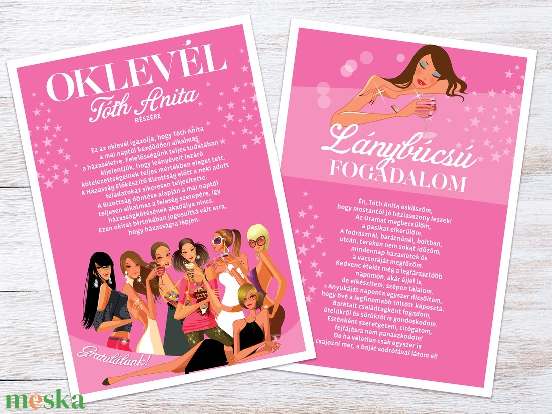 Pink Lánybúcsú Szett, 11 db lap, A4 méret - művészet - grafika & illusztráció - digitális - Meska.hu