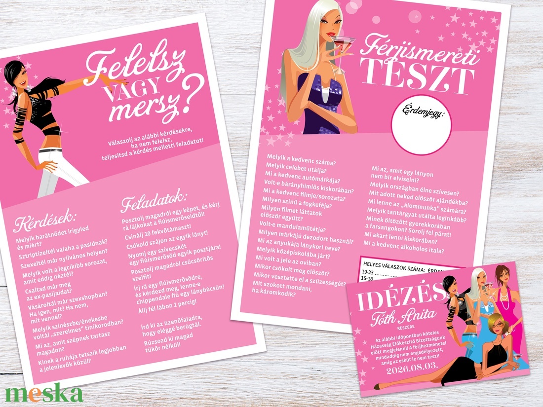 Pink Lánybúcsú Szett, 11 db lap, A4 méret - művészet - grafika & illusztráció - digitális - Meska.hu