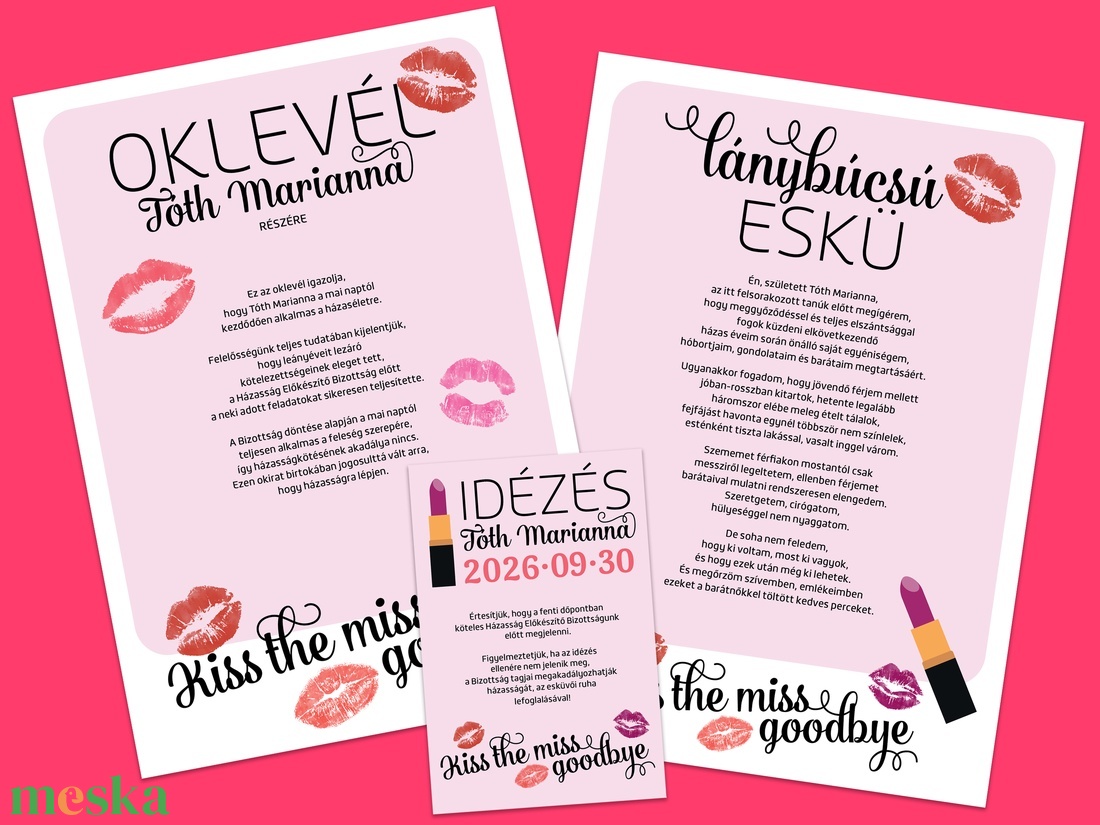 Rúzsos Lánybúcsú Szett 11 db lap, A4 méret - művészet - grafika & illusztráció - digitális - Meska.hu