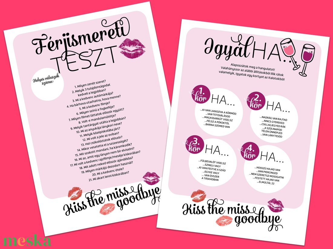 Rúzsos Lánybúcsú Szett 11 db lap, A4 méret - művészet - grafika & illusztráció - digitális - Meska.hu