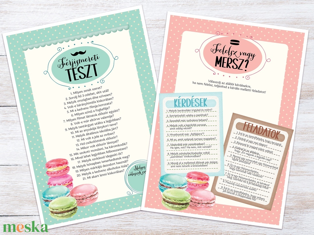 Macaron Lánybúcsú Szett 11 db lap, A4 méret - művészet - grafika & illusztráció - digitális - Meska.hu