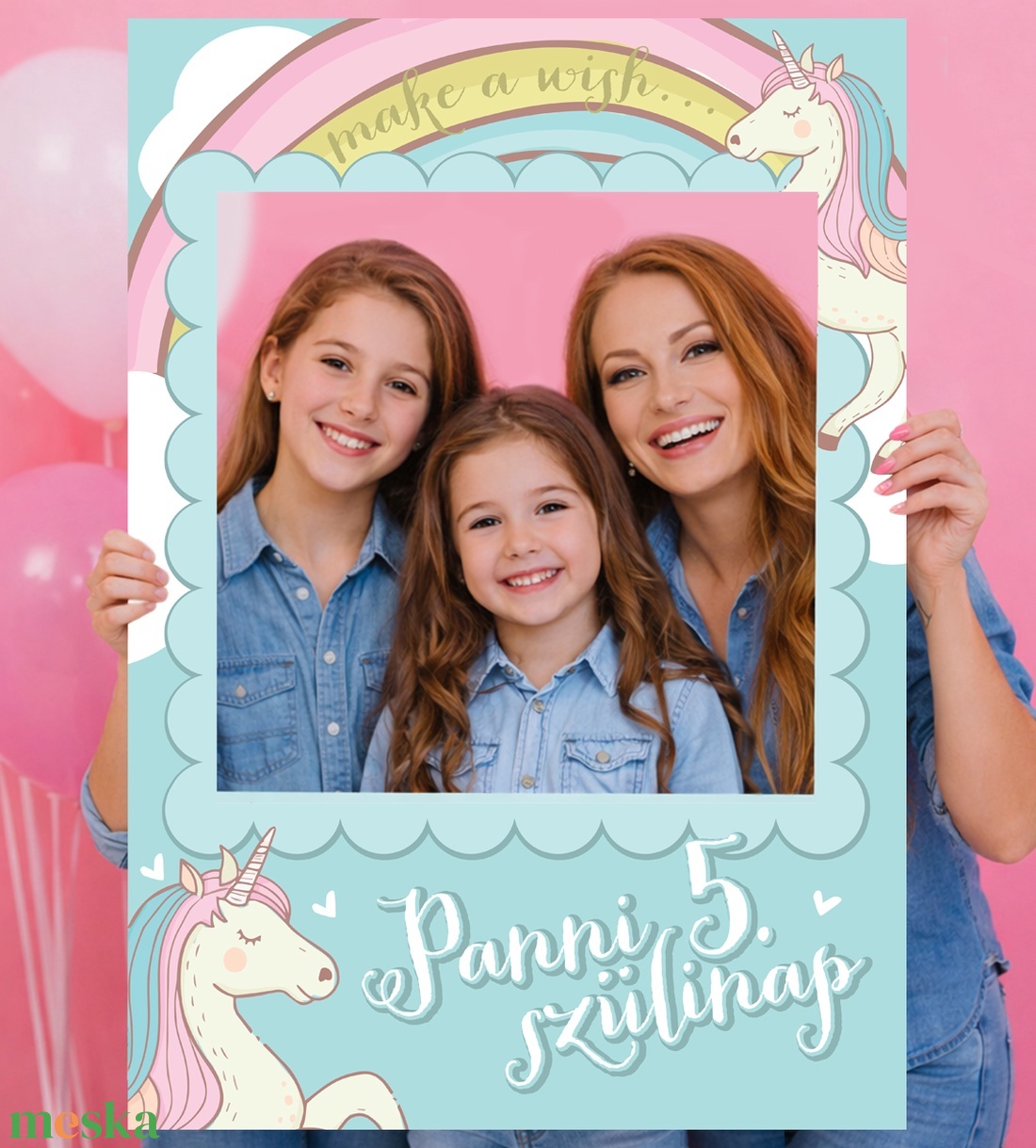Szelfikeret unikornissal - nagyméretű fotókeret grafika bulira, 70�100 cm, nyomdakész fájl  - művészet - grafika & illusztráció - digitális - Meska.hu