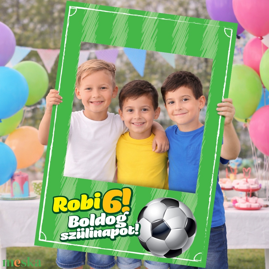 Szelfikeret grafika szülinapra, focis mintával, nyomdakész fájl - művészet - grafika & illusztráció - digitális - Meska.hu