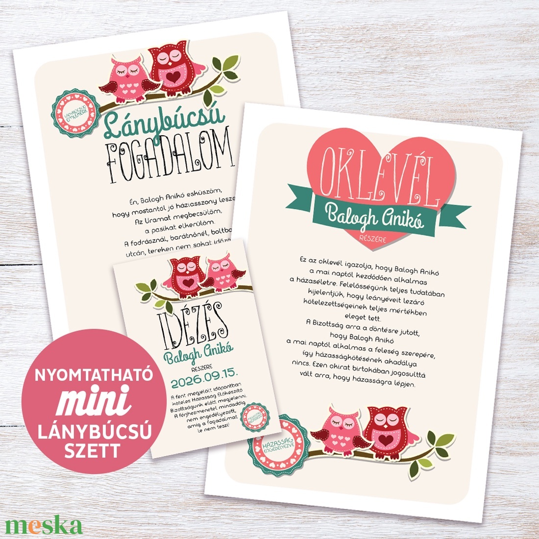 Mini Lánybúcsú Szett - művészet - grafika & illusztráció - digitális - Meska.hu