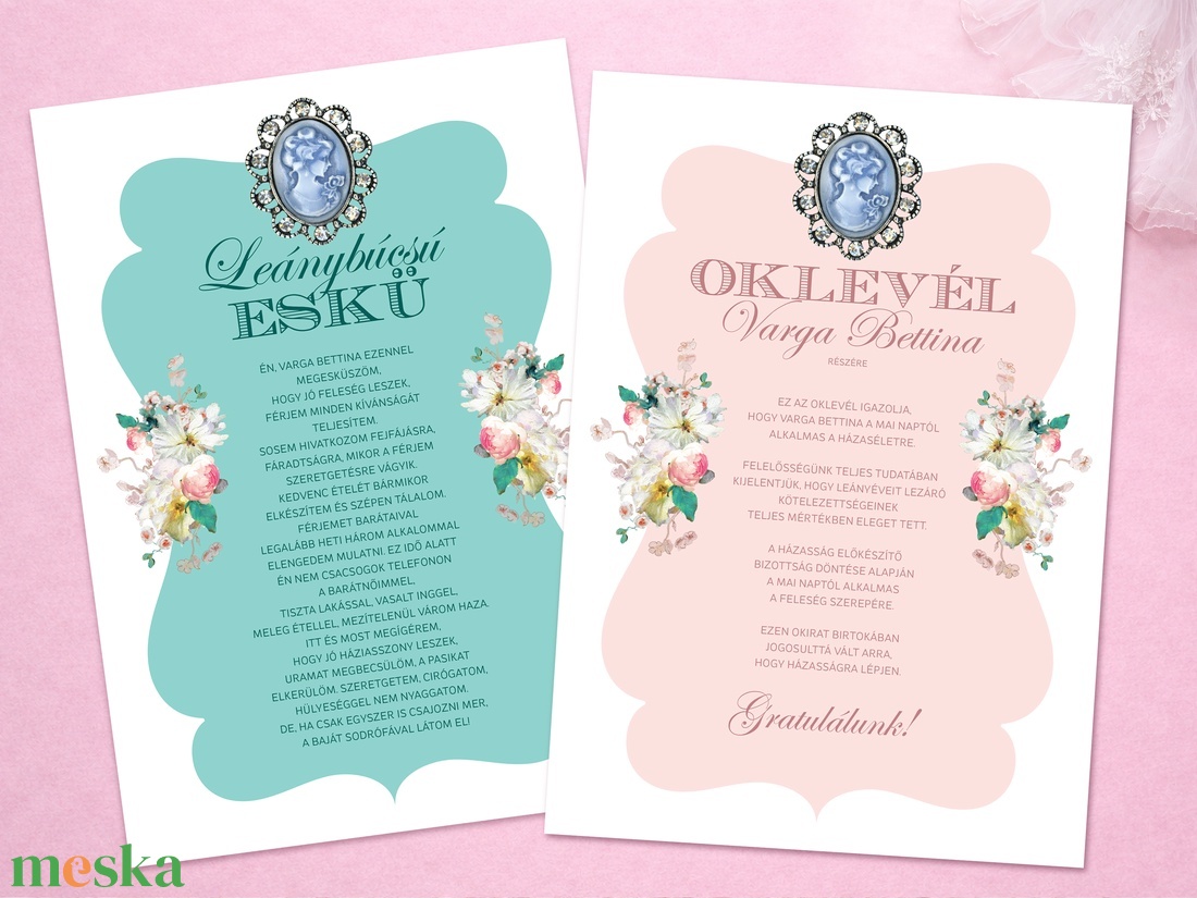 Mini Lánybúcsú Szett romantikus vintage stílusban - művészet - grafika & illusztráció - digitális - Meska.hu