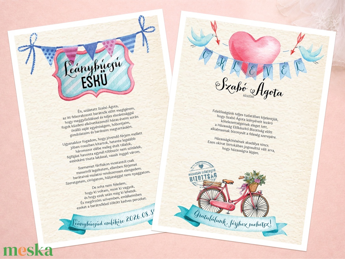 Mini Lánybúcsú Szett - oklevél, idézés, eskü - művészet - grafika & illusztráció - digitális - Meska.hu