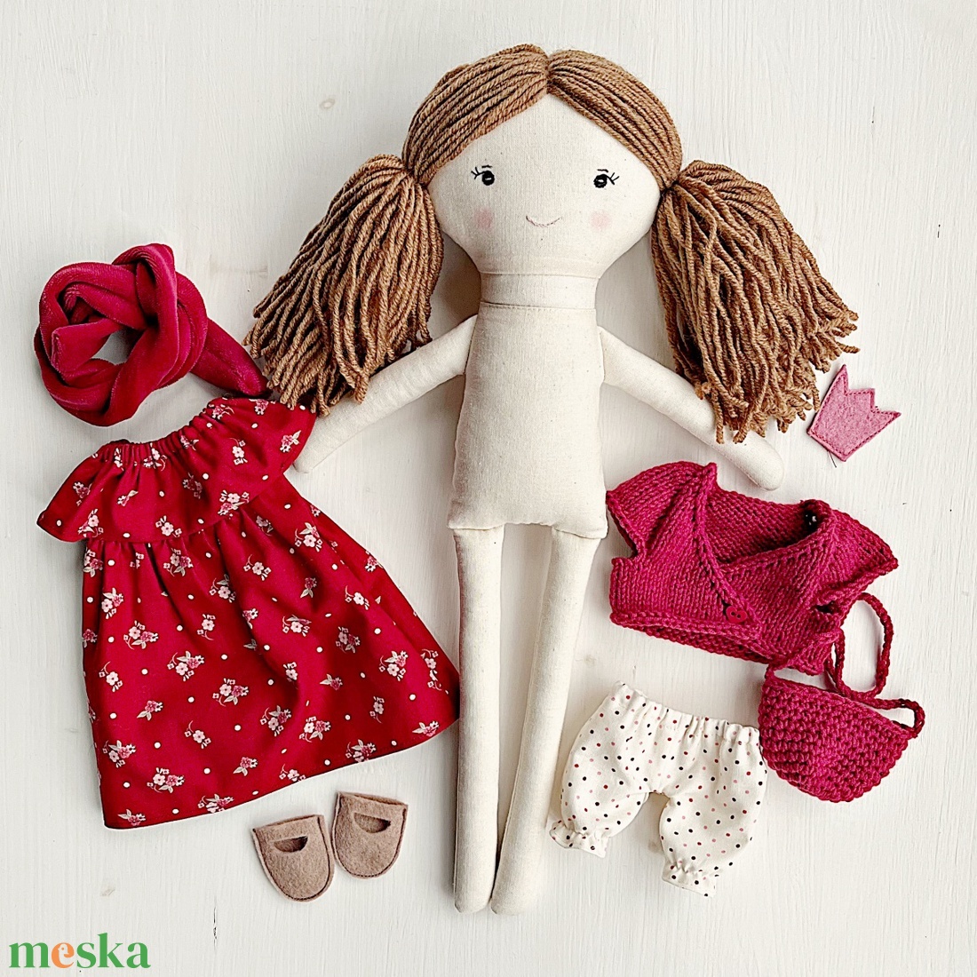  Luca világosbarna textilbaba  - játék & sport - baba & babaház - öltöztethető baba - Meska.hu