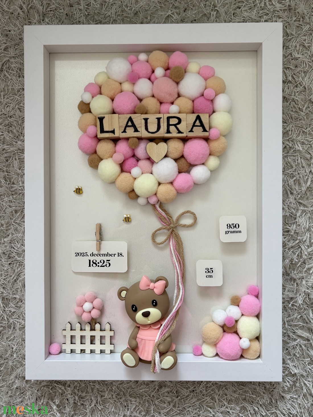 Pompon Memories - egyedi, neves, kézzel készített gyerekszoba dekoráció - baba - mama - babaszoba dekoráció - babanév dekoráció - Meska.hu
