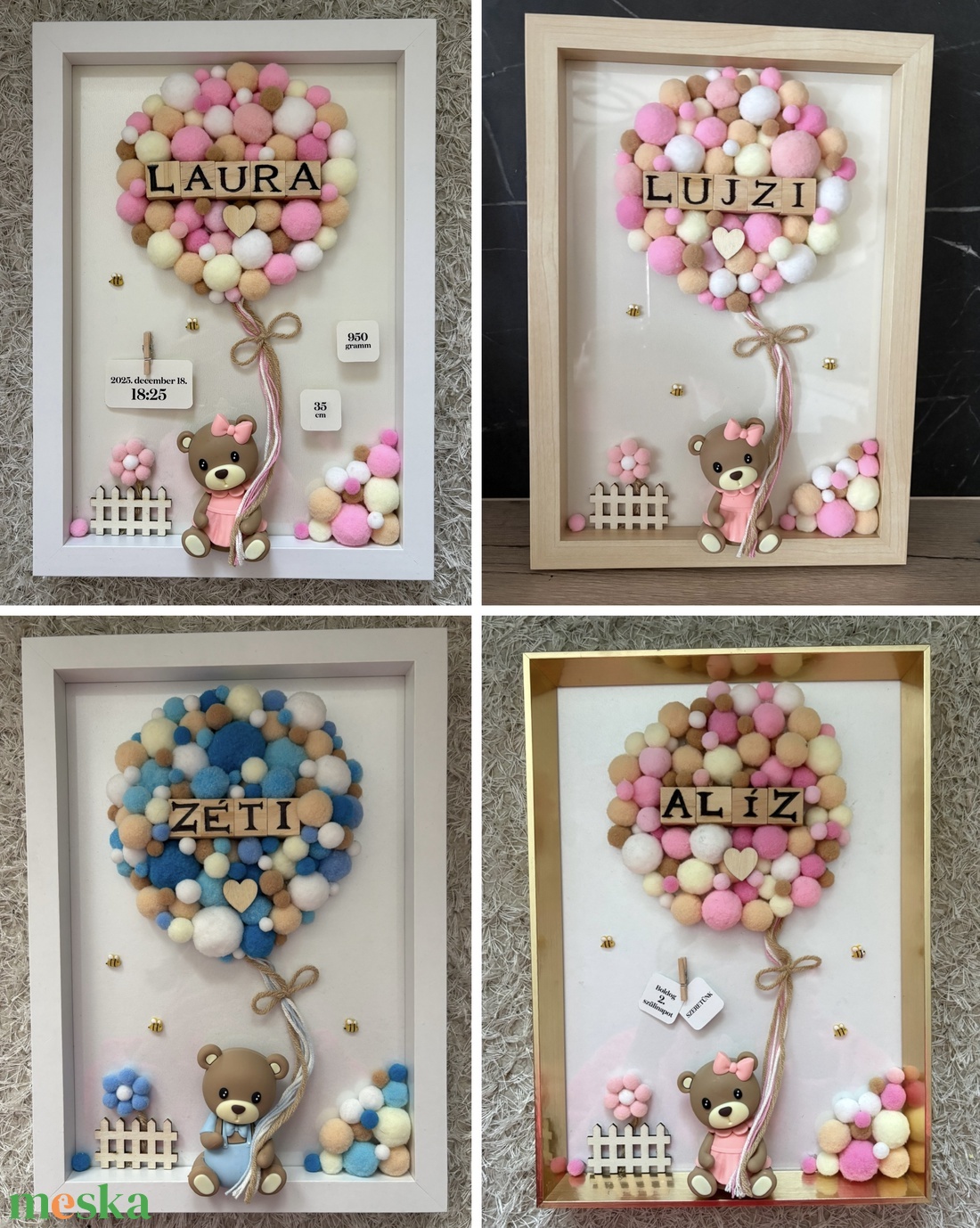 Pompon Memories - egyedi, neves, kézzel készített gyerekszoba dekoráció - baba - mama - babaszoba dekoráció - babanév dekoráció - Meska.hu