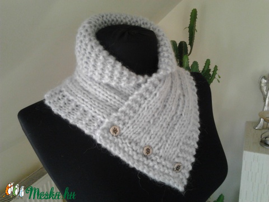 Szürke egyedi trendi kézzel kötött nyakmelegítő -  - Meska.hu